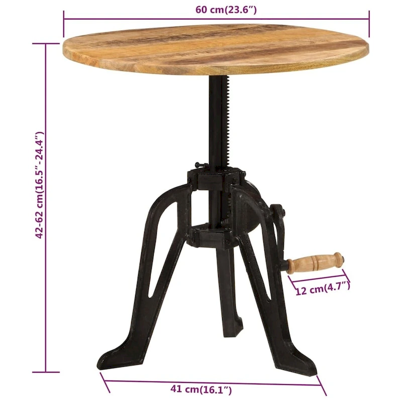 vidaXL Side Table Round Coffee End Table Sofa Table Solid Wood and Cast Iron