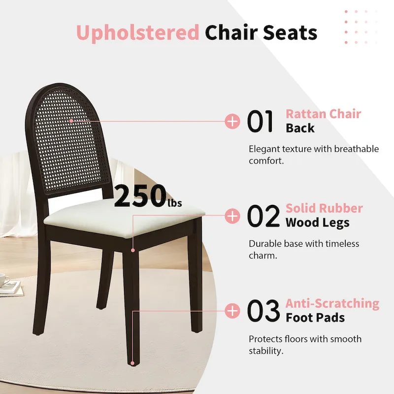 Modern Double Pedestal 6-Piece Dining Table Set with 4 Dining Chairs & 1 Bench