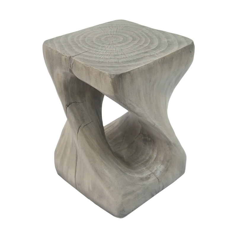 MGO Twist Shape Side Table, Wood-like Texture