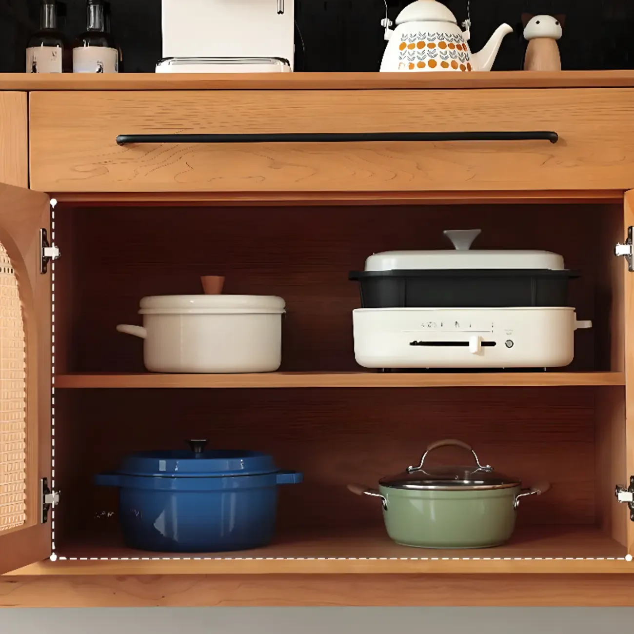 Modern Pine Cherry Wood Narrow Kitchen Sideboard