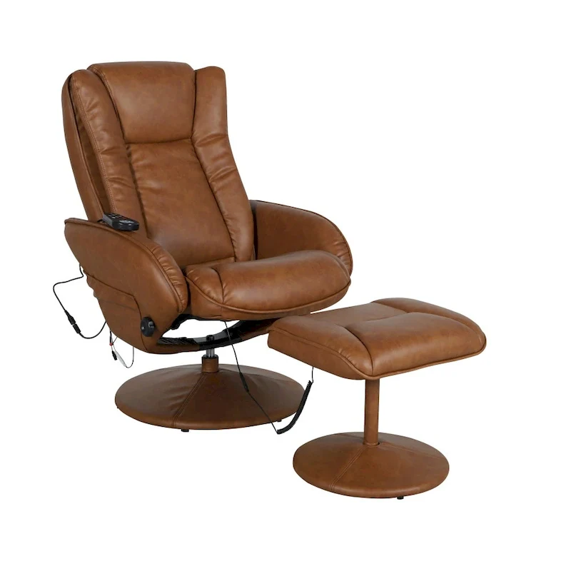 LeatherSoft Massaging Multi-Position Recliner w/Ottoman