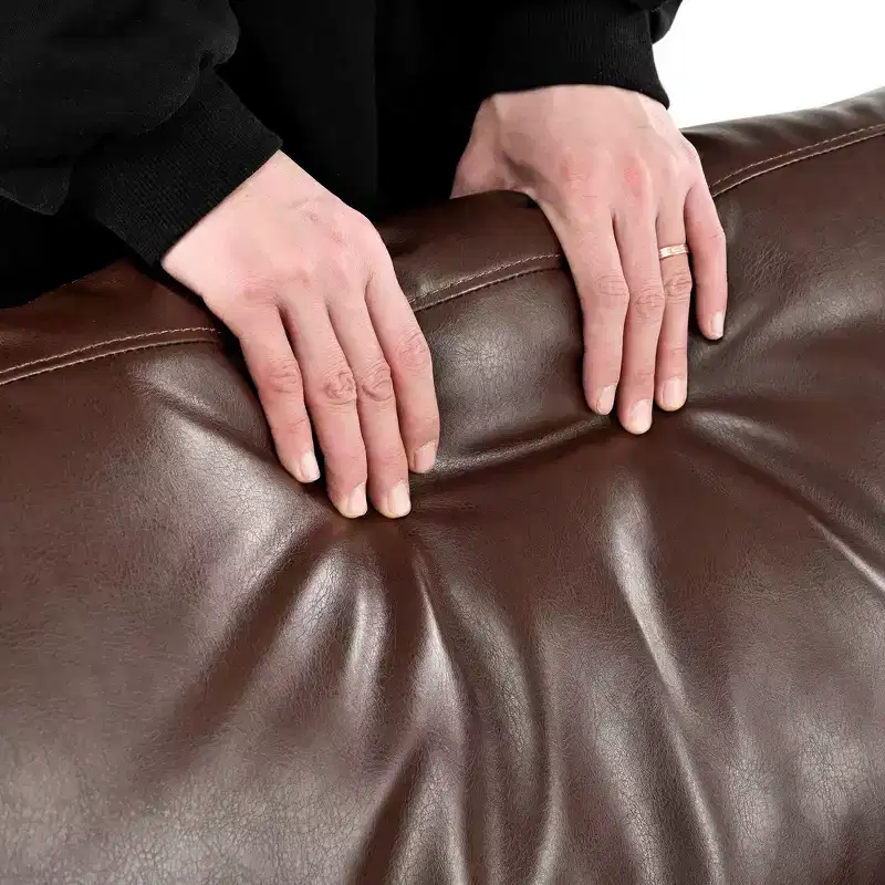 Whisen PU Leather 3-Seat Sofa, Mid-Century Modern Sofa Couch with Tufted Design, Solid Wood Legs, 2 Bolster Pillows