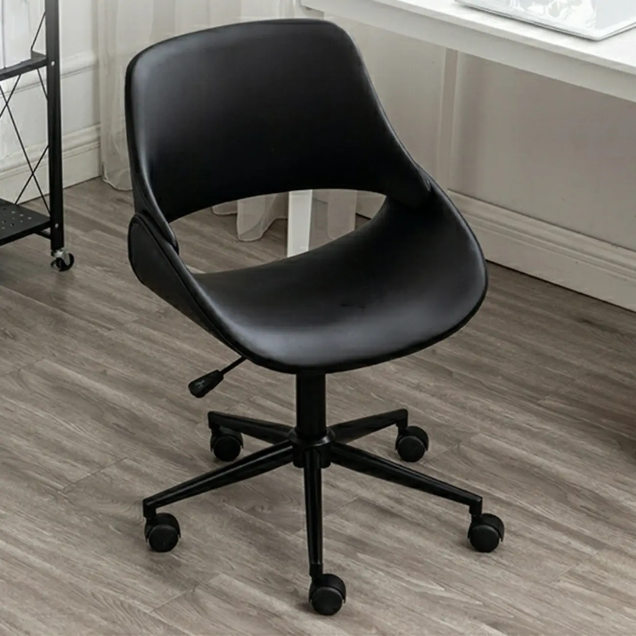 Open-Back Beige Office Chair with Casters