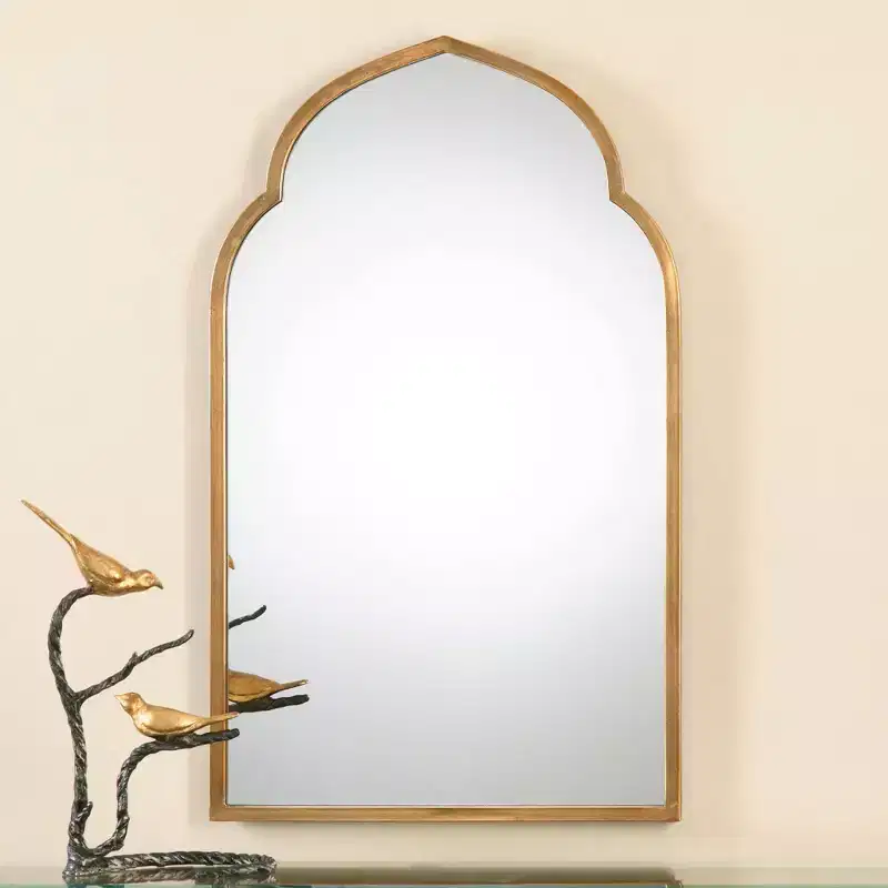 40 x 24 Moroccan Arch Top Gold Wall Mirror
