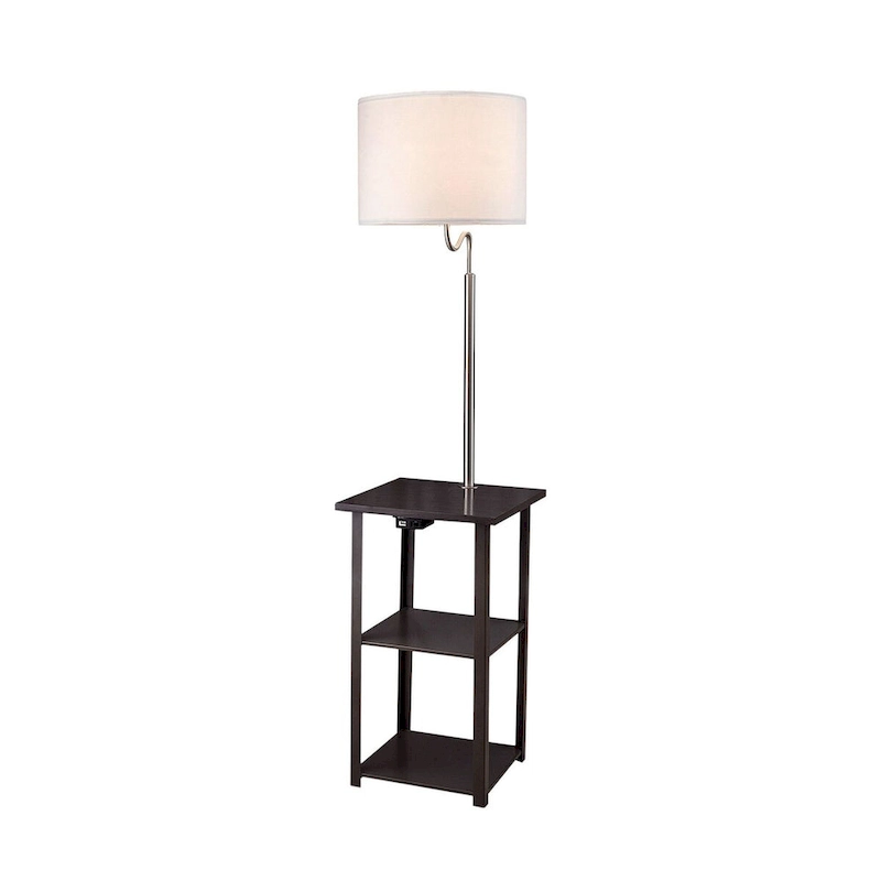 58 Squared Sofa Side Shelves Table Lamp w/ Power Station