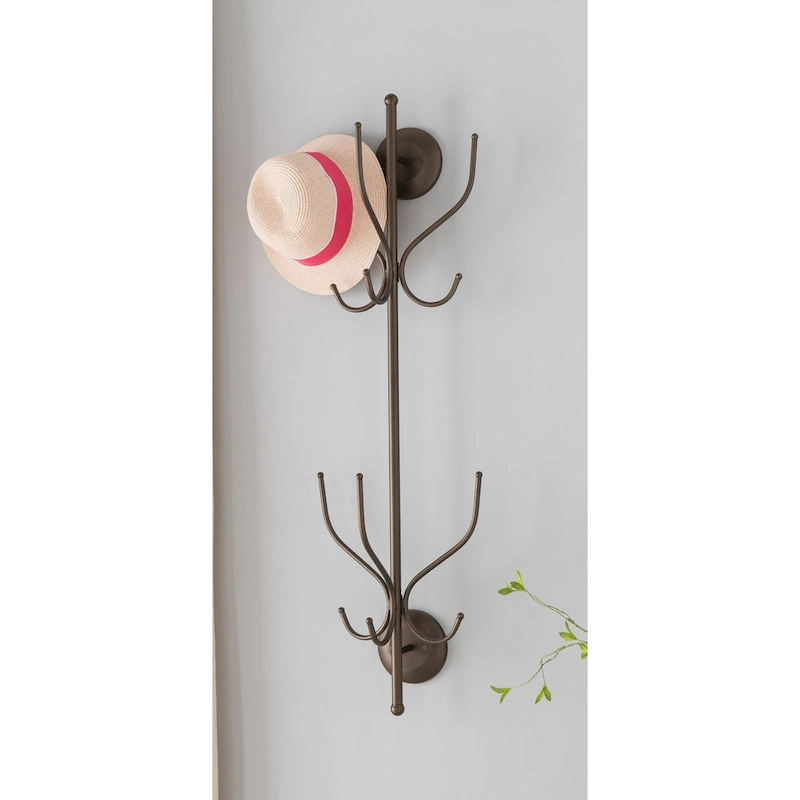 Pewter 12-hook Wall-mounted Hat and Coat Rack