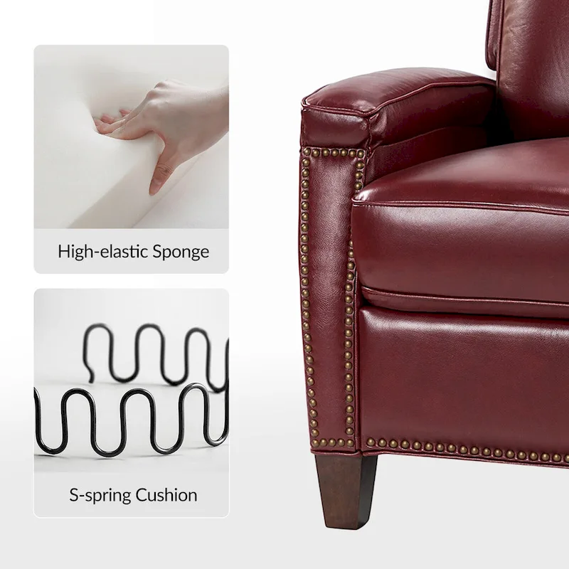 Gaspar Mid-Century  Pushback Recliner with Nailhead Trim by