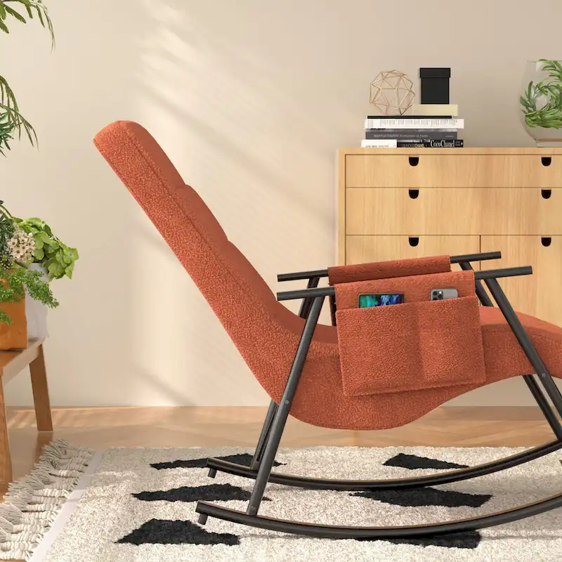 Adjustable Rocking Chair, Nursery Glider Chair with Adjustable High Back and Foot Rest