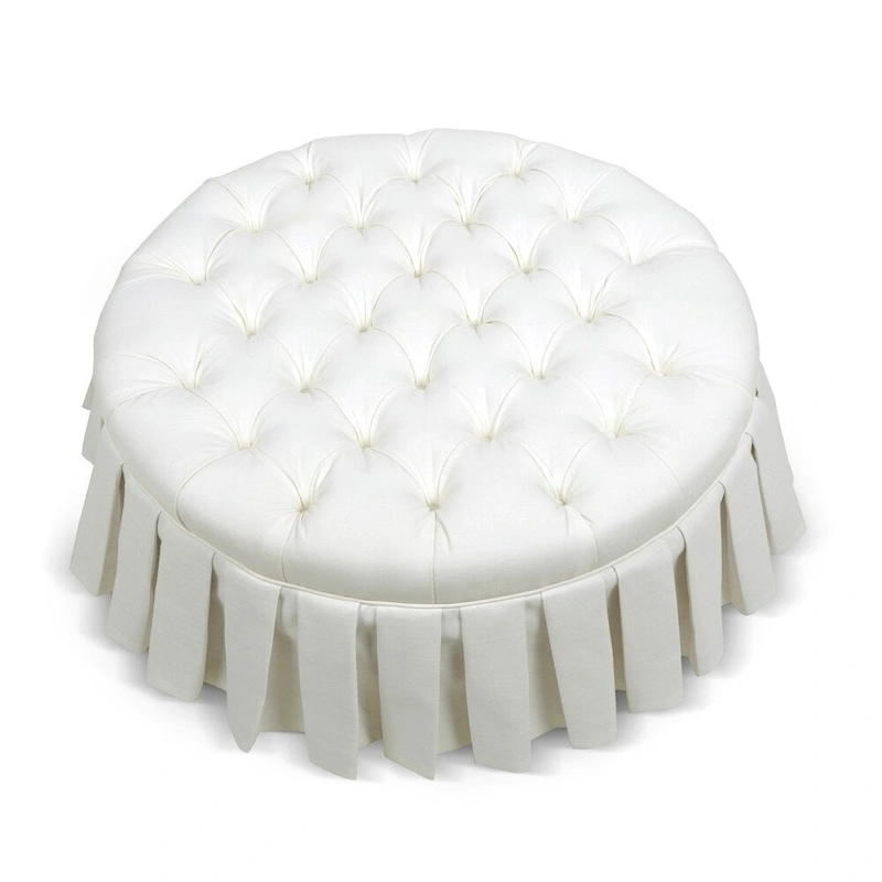 Gracewood Hollow Baruti Tufted Cocktail Ottoman with Pleated Skirt