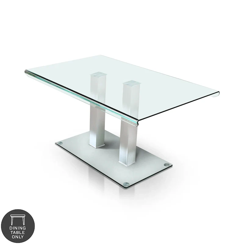 Furniture of America Maza 59-inch Silvertone Metal/Glass Dining Table