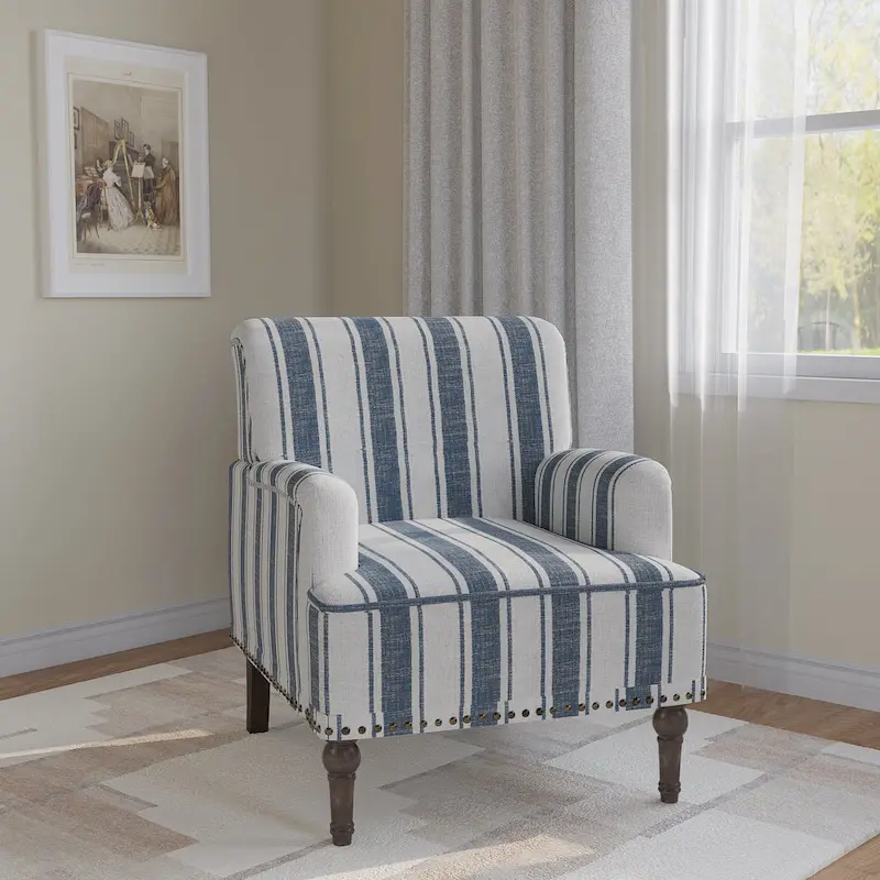 Traditional Upholstered Stripe Accent Chair Modern Armchair