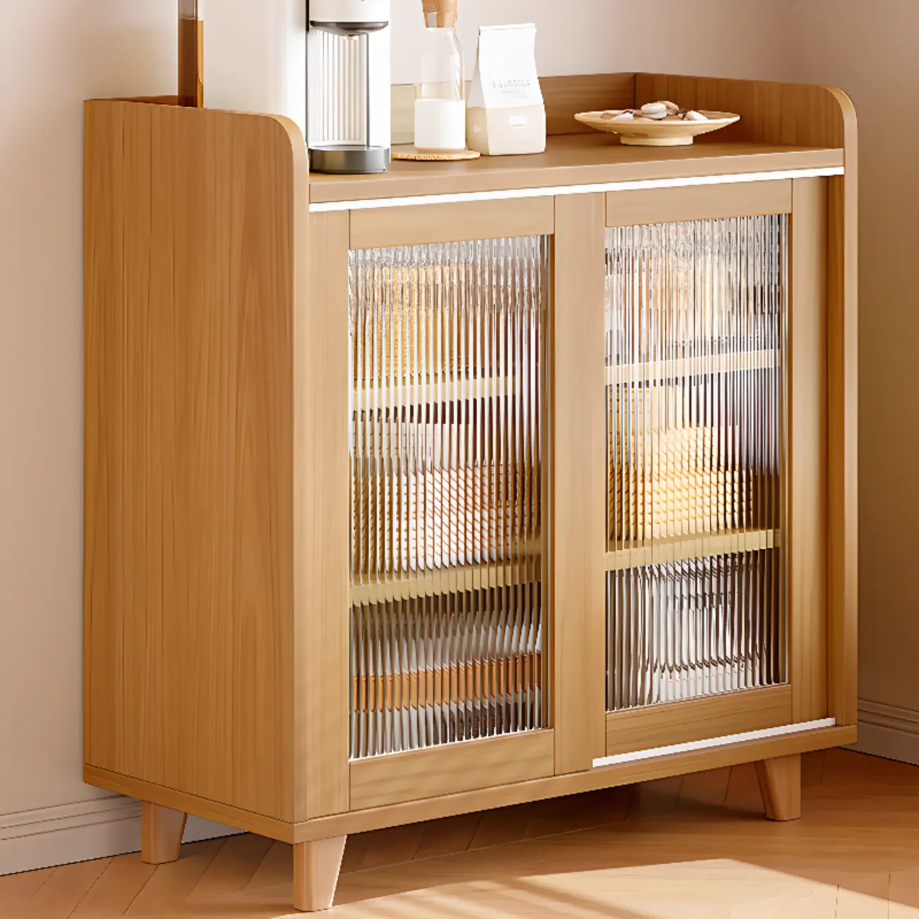 Modern Slab Sideboard with Sliding Doors