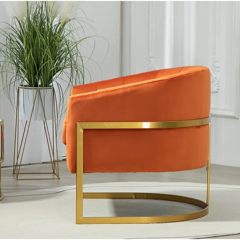 Modern Velvet Gold Accent Armchair
