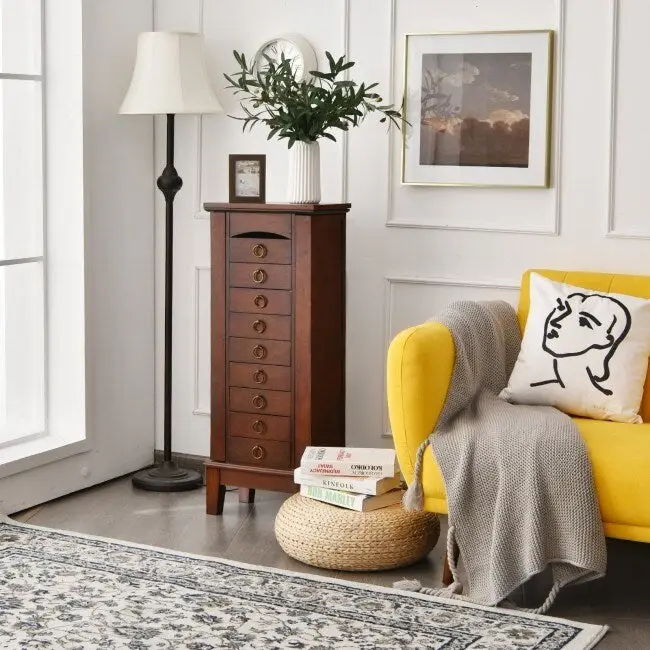 Wooden Jewelry Cabinet Storage Organizer with 6 Drawers - 10.5 x 15.8 x 40 (D x W x H)