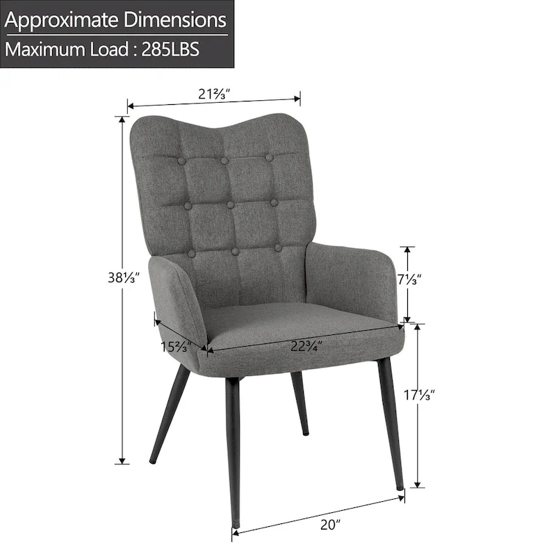 High-back Button Tufted Wingback Accent Chair