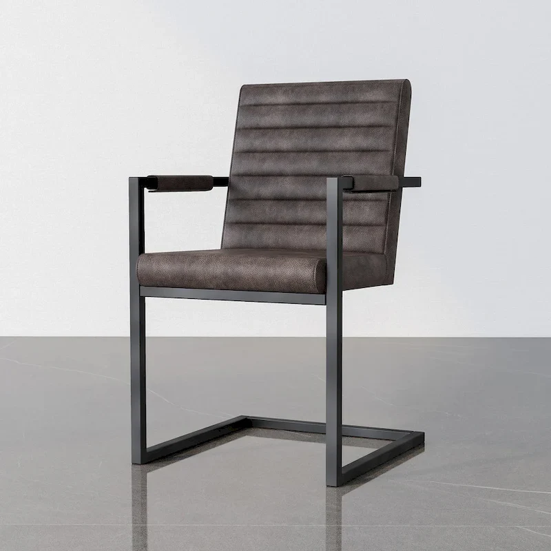 Modern Metal Upholstered Dining Chairs  (Set of 2)