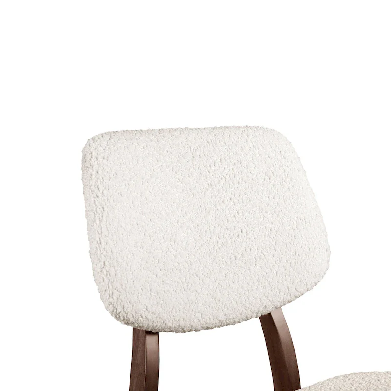 Mid-century 2-Pack Walnut Dining Chair Set with Boucle Upholstery