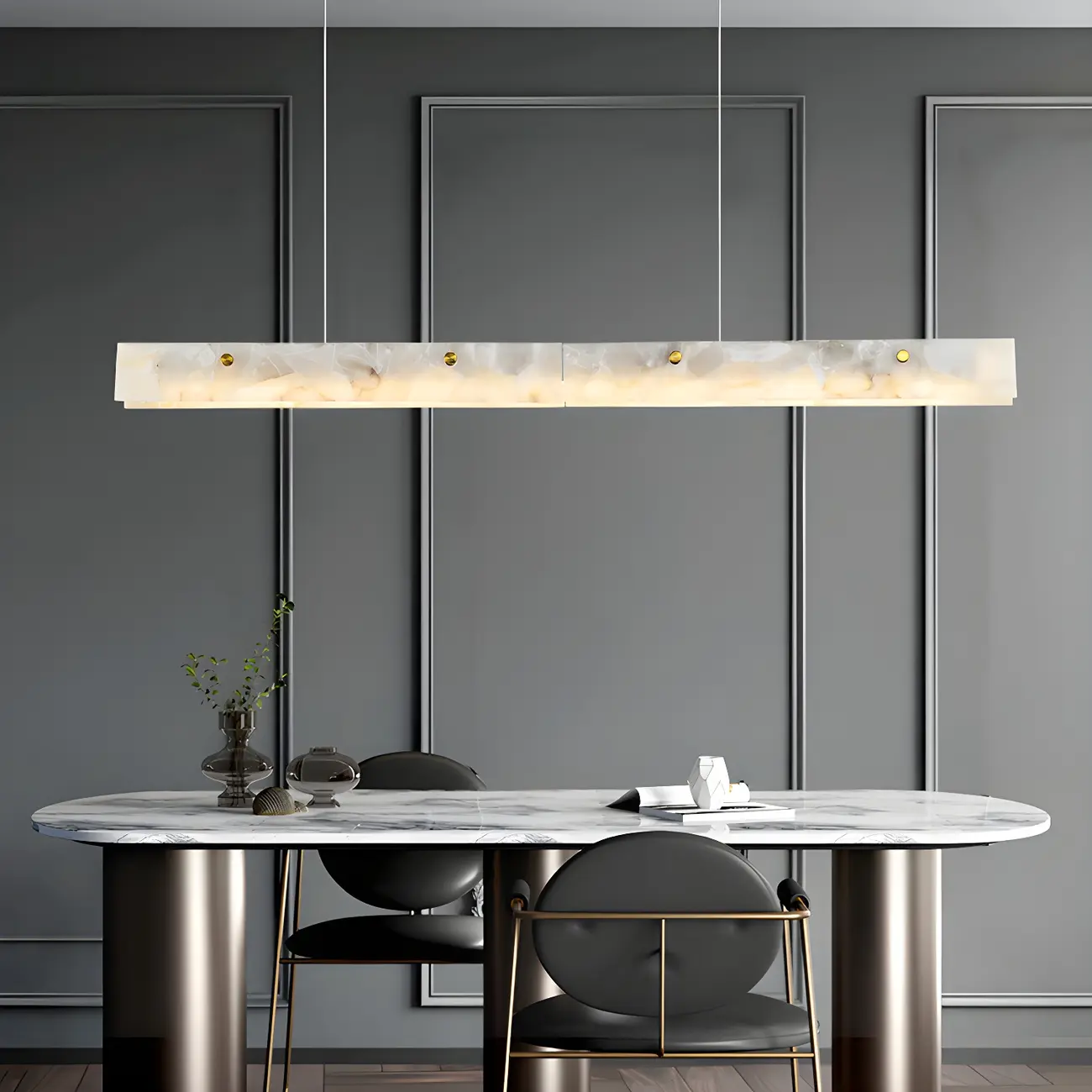 Modern Gold Metal Rectangle Kitchen Island Pendant Light
