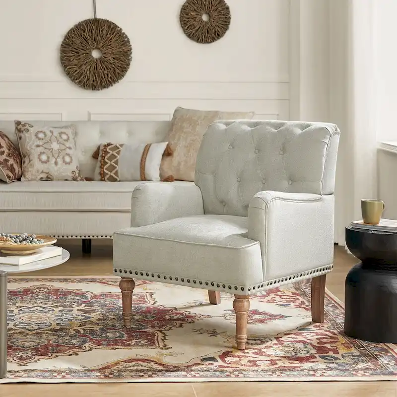 Geltrude Classic Upholstered Accent Arm Chair with Button Tufted Back by HULALA HOME