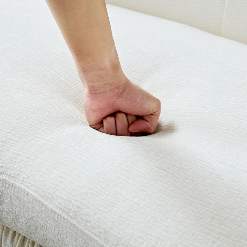 Modern Curved Shaped Sofa Upholstered 4-Seat Fabric Sofa Couch