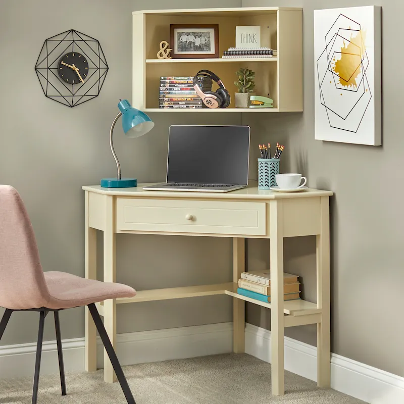 Simple Living Corner Desk and Hutch Set