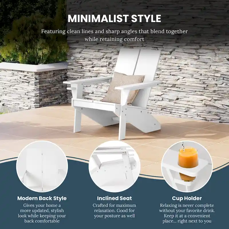 Polytrends Coastin Modern Poly Adirondack Chair (Set of 4), Black