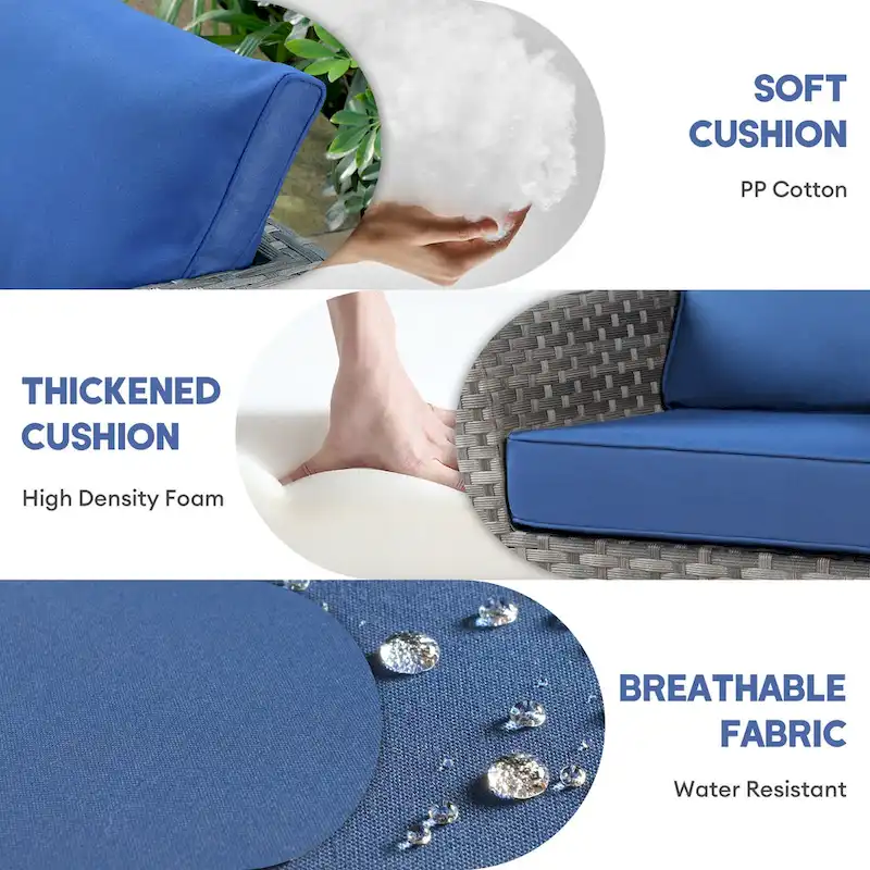 XIZZI 6-piece Patio Wicker Furniture Set with Coffee Table