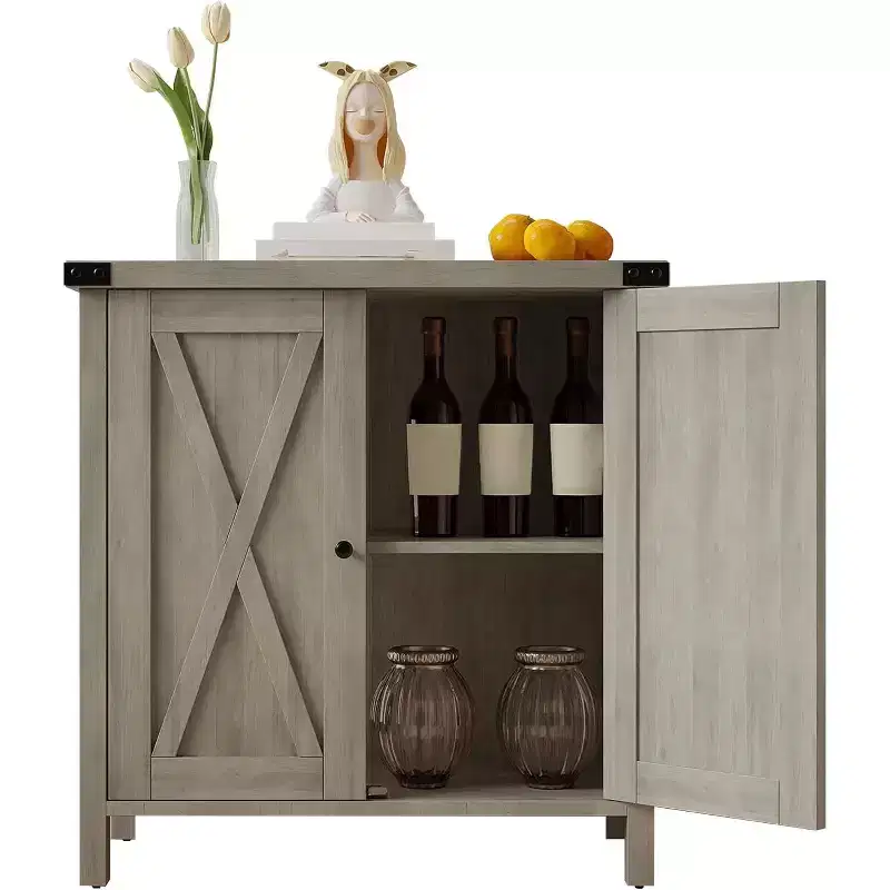 COZONY Buffet Cabinet, 60 Farmhouse Storage Sideboard with 2 Cabinets & Open Shelf, Console Cabinet for Living Room, Dining Room, Hallway