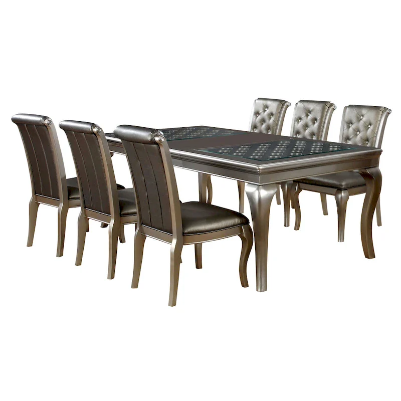 Tily Glam Grey Solid Wood 7-Piece Dining Set by Furniture of America