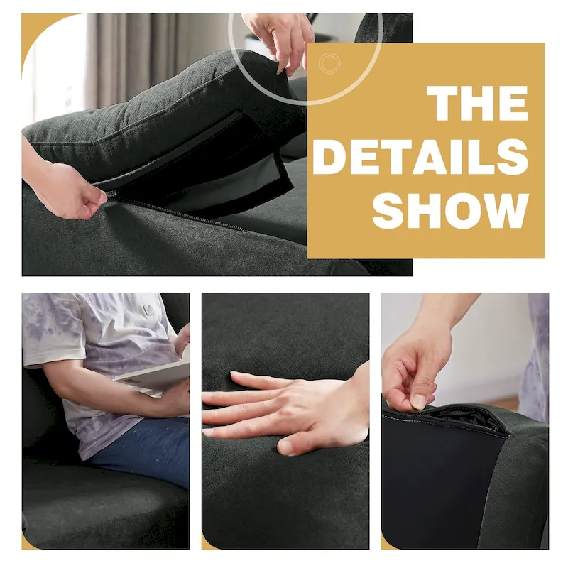 3-Piece Living Room Sectional Sofa Set with Chair and Ottoman