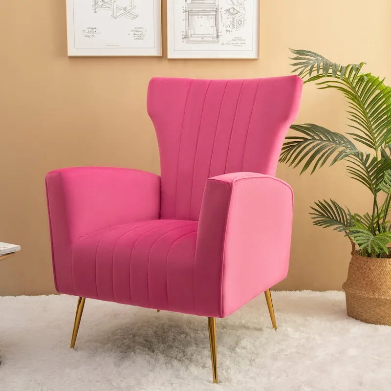 Velvet Accent Chair with Gold Legs