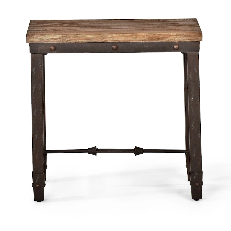 Steve Silver Gatling Pine Wood and Iron Side Table
