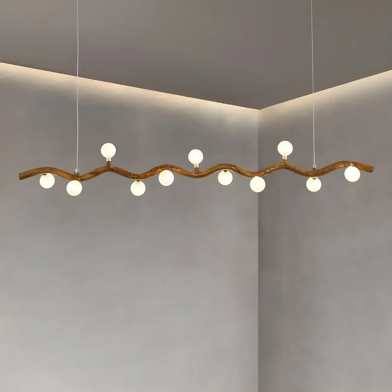 Modern Brown Glass Linear Island Pendant Light