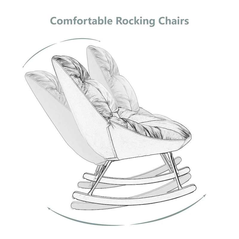 Tufted Upholstered Padded Seat Rocking Chair-Boucle