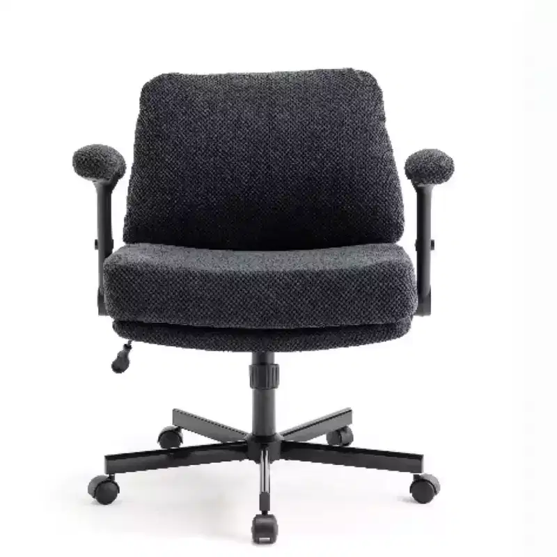 Gray Fabric Criss Cross Swivel Chair with Flip Arms, 1-Person