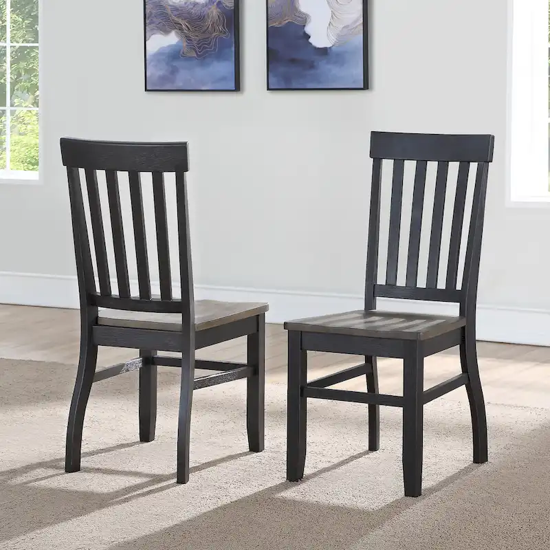 Steve Silver Ralston Two-Tone Ebony and Driftwood Dining Chair,Set of 2