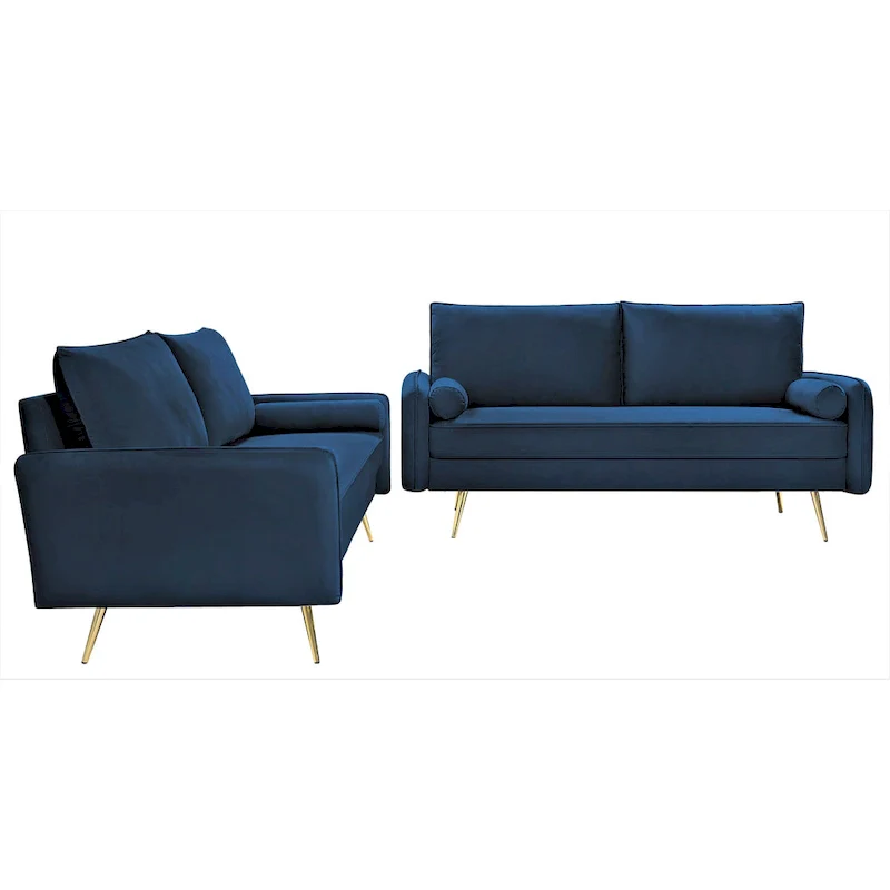 Mid-Century Modern Velvet 2-Piece Living Room Set