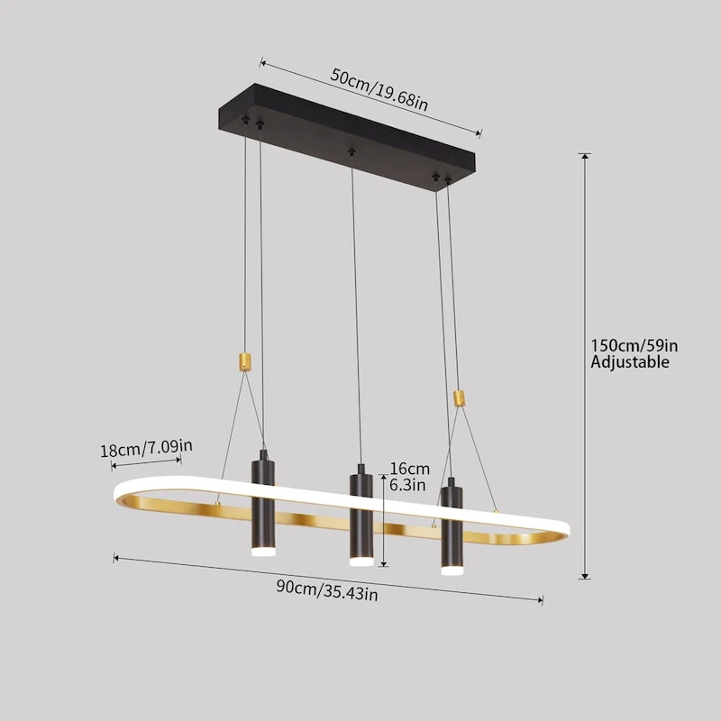 4 - Light Black/Gold Dimmable LED Pendant Light[No Bulb]