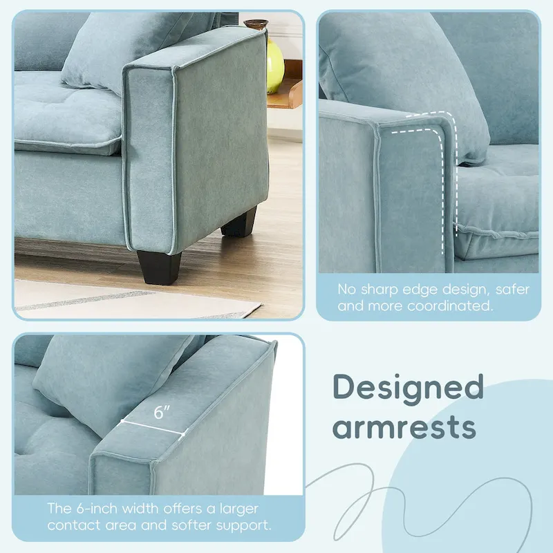 100*59 Convertible Sectional Sofa,L-shaped Reversible Couch Set with Free Pillows,4 Seat Sleeper Sofa with Ottoman