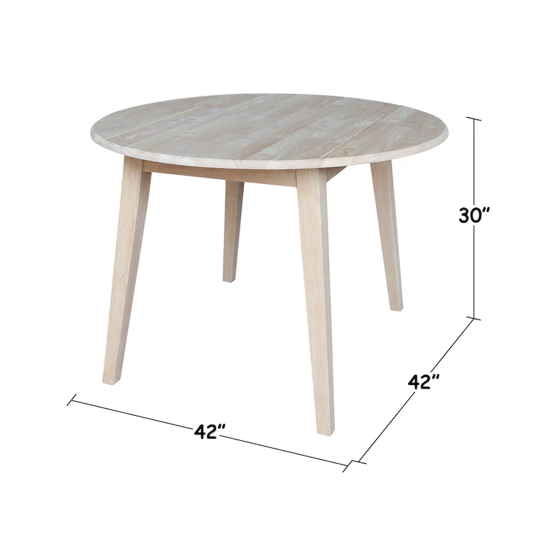 42 in. Solid Wood Round Dual Drop Leaf Table