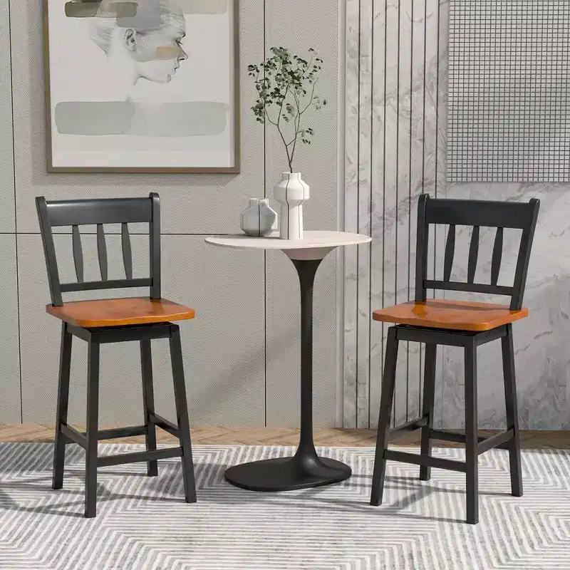 Costway 4PCS Bar Stool 24.5'' Swivel Counter Height Chair w/ Footrest