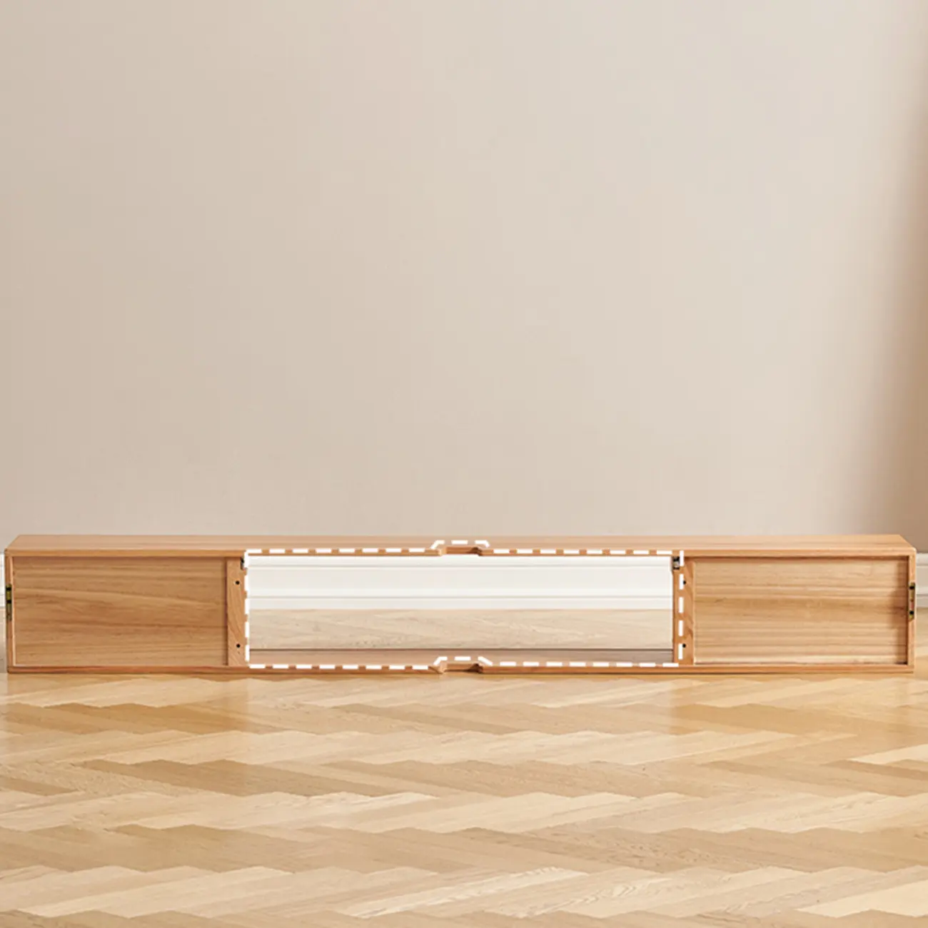 Natural Wood Wall Mount TV Stand Entertainment Center