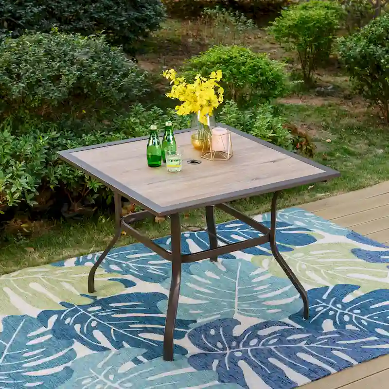 5-Pieces Patio Dining Set, Including 1 Steel Frame Table with Umbrella Hole and 4 C spring Patio Chair