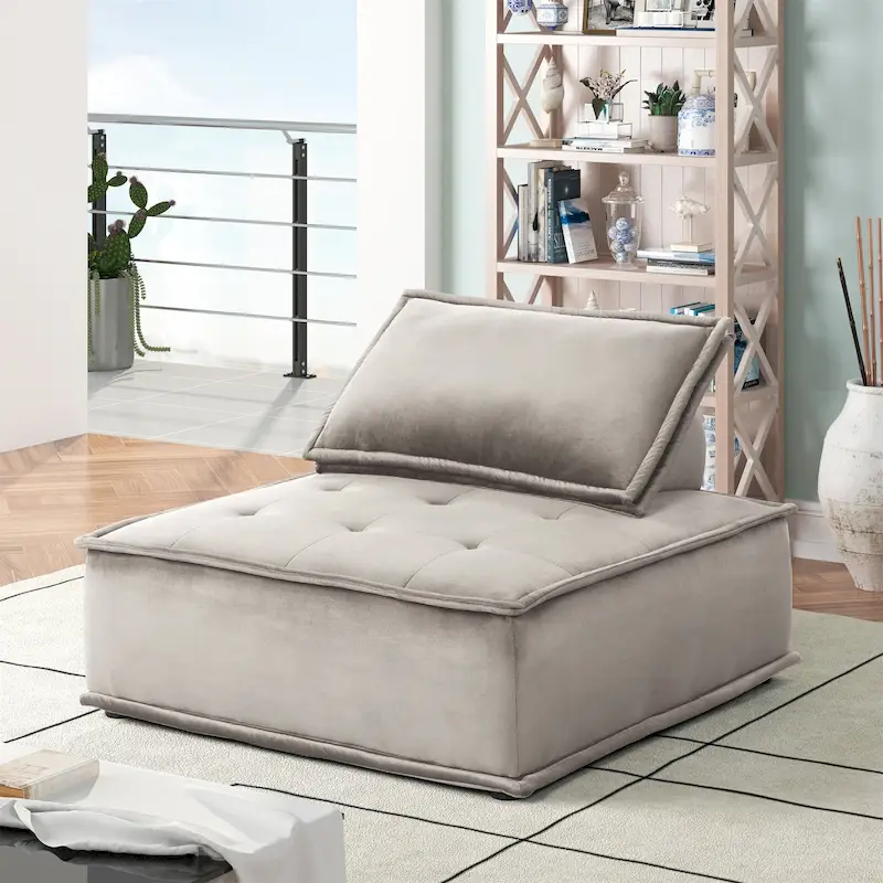 Velvet Armless Lounge Chair