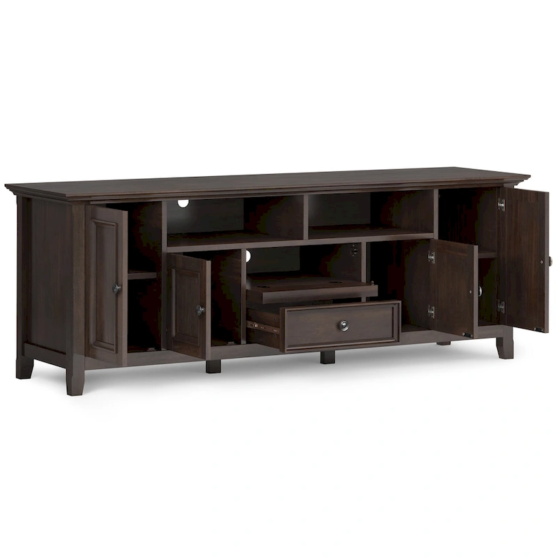 WYNDENHALL Halifax 72 inch Wide Solid Wood Transitional TV Stand - 72w x 19d x 26 h
