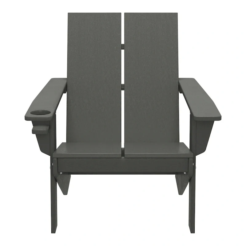 Polytrends Coastin Modern Poly Adirondack Chair (Set of 4), Black