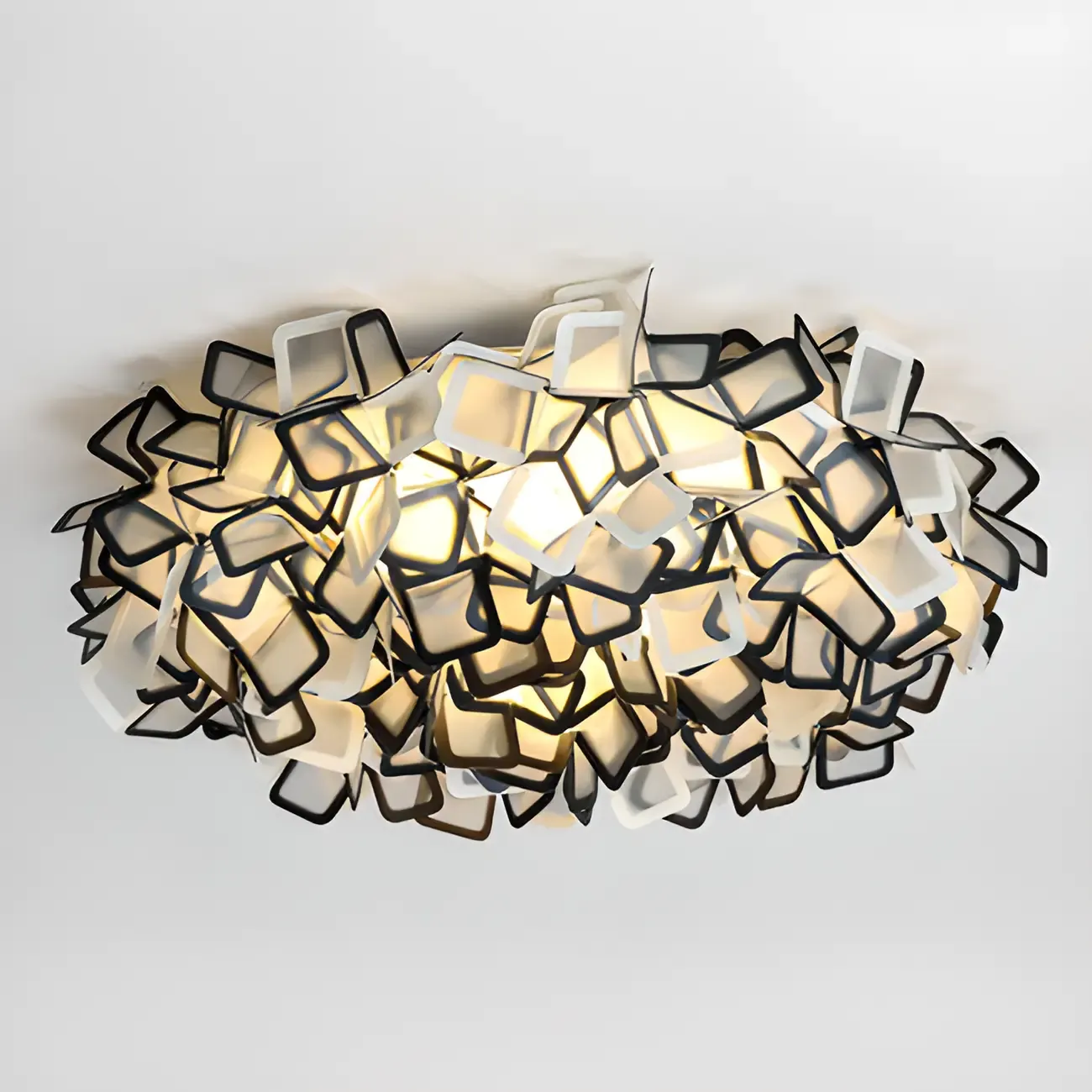 Art Deco White Geometric Plastic LED Flush Mount Ceiling Light