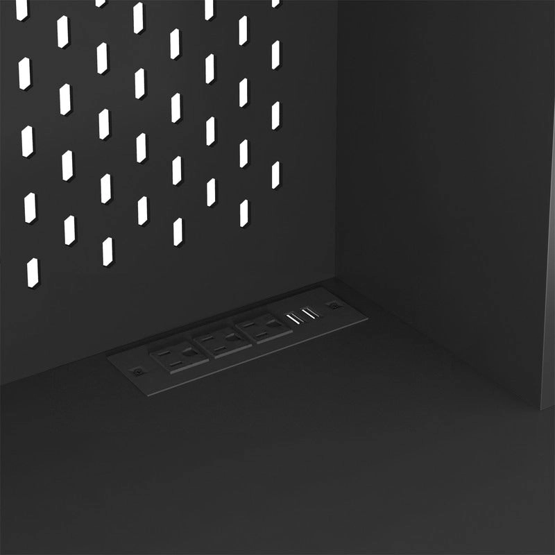 Kitchen Pantry Cabinet with Microwave Stand and 2 Drawers, Freestanding Buffet Cupboards Sideboard with Charging Station