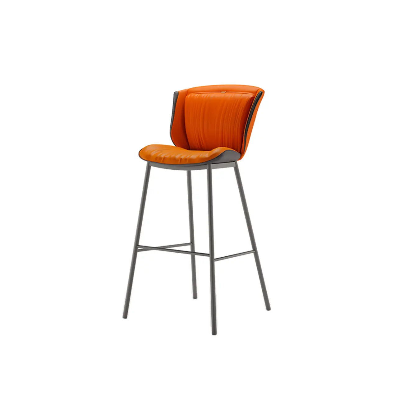 Modern Luxury Trapezoid Cushion Microfiber Leather Carbon Steel Bar Stool