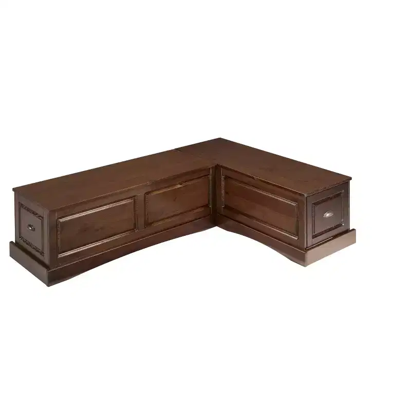 3pc Colby L Shaped Bench and Backless Nook Dining Set Brown - Linon: Wood Frame, 5-Seater, Trestle Base